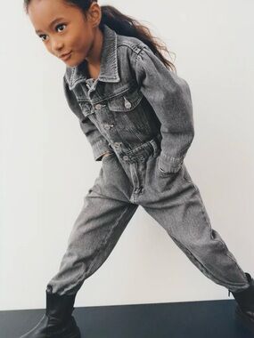 Zara Kids Girls Denim Jean Coveralls Jumpsuit